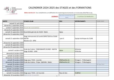 Lire la suite à propos de l’article CALENDRIER des stages 2024-2025 est disponible